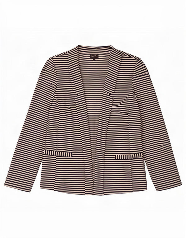 Marks & Spencer Suéter tipo cárdigan para mujer UK 10 Small Azul marino a rayas