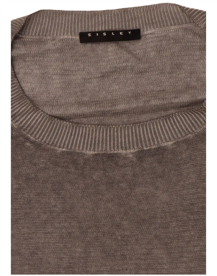 Sisley Jersey con cuello redondo para hombre, talla grande, gris