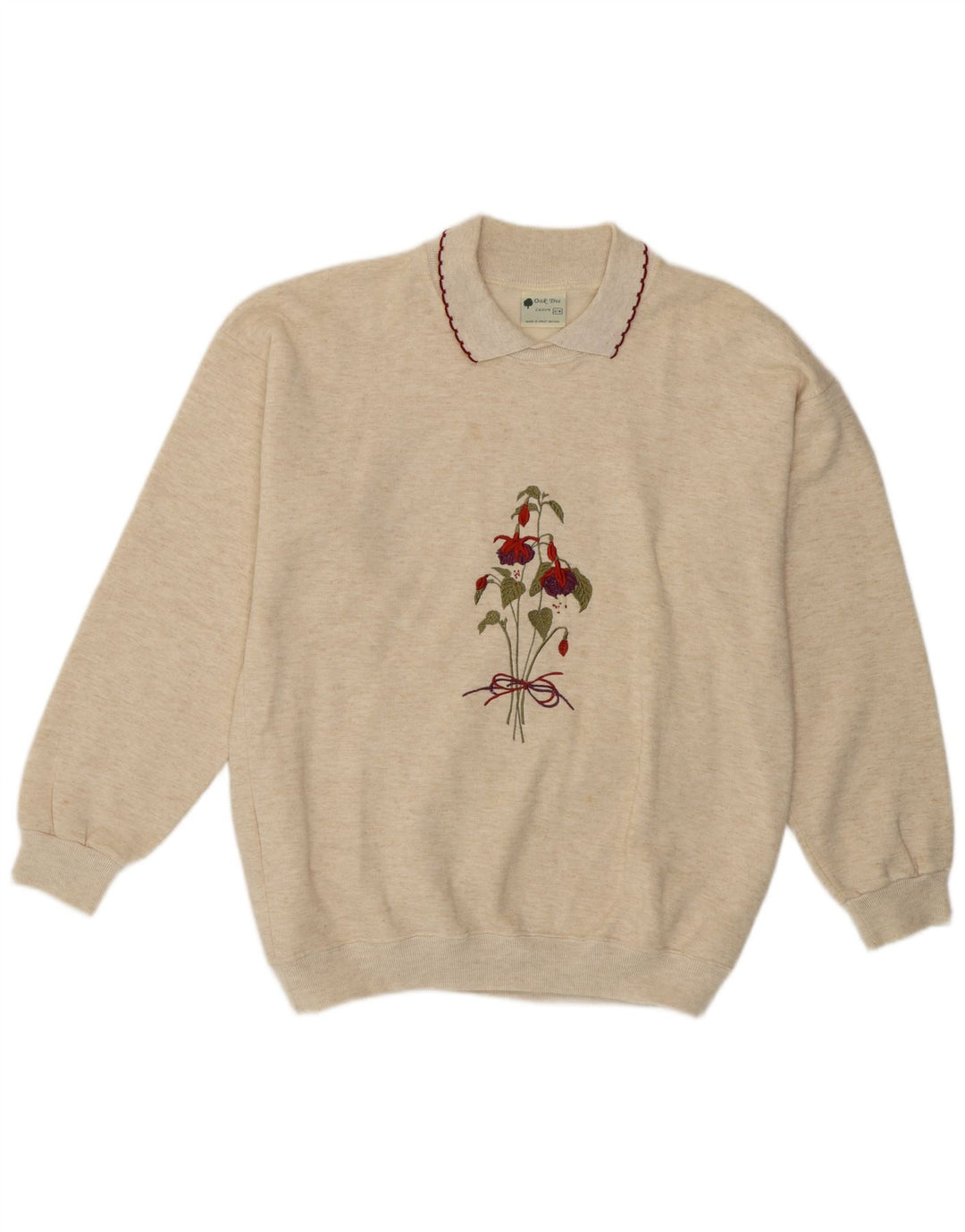 Oak Tree Sudadera de gran tamaño para mujer Jumper UK 10 Small Beige Floral
