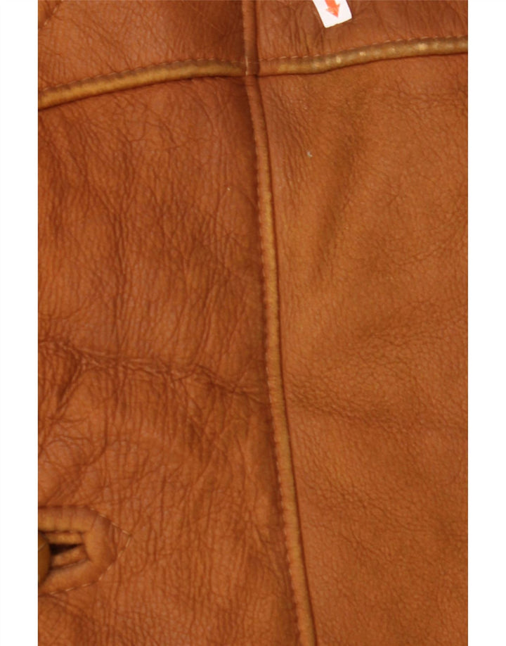 MABRUN Chaqueta de piel de oveja para hombre UK 36 Small Brown Leather