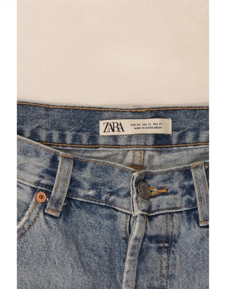 ZARA Hombre Shorts Denim Desgastados W31 Algodón Azul Medio