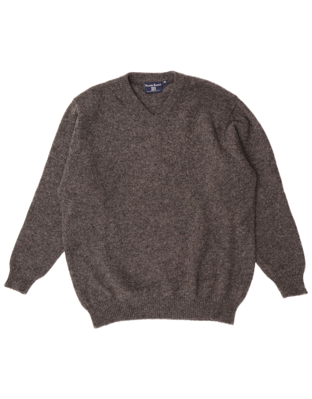 Vintage hombre V-cuello jumper suéter IT 54 XL lana gris