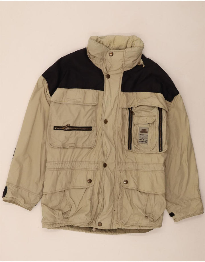 Camel Active Chaqueta cortavientos con capucha para hombre UK 48 4XL Beige Colorblock