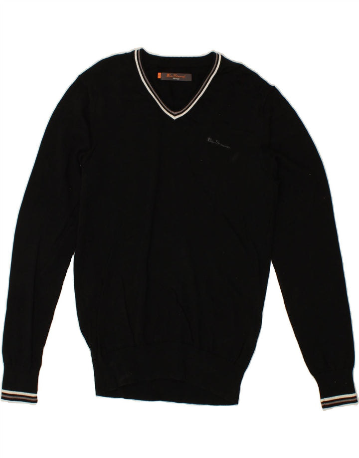 BEN SHERMAN Suéter Heritage con Cuello en V para Hombre Algodón Negro Mediano