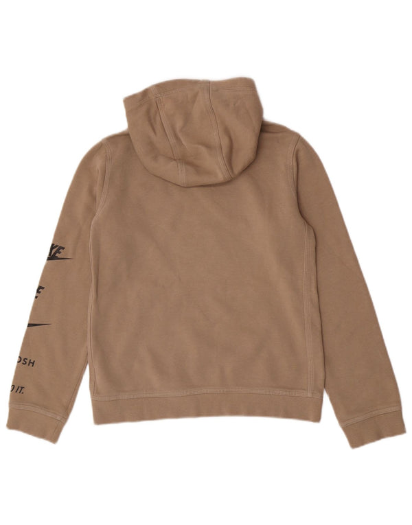 Nike Boys Swoosh Graphic Sudadera con capucha Jumper 12-13 años Grande Beige Algodón