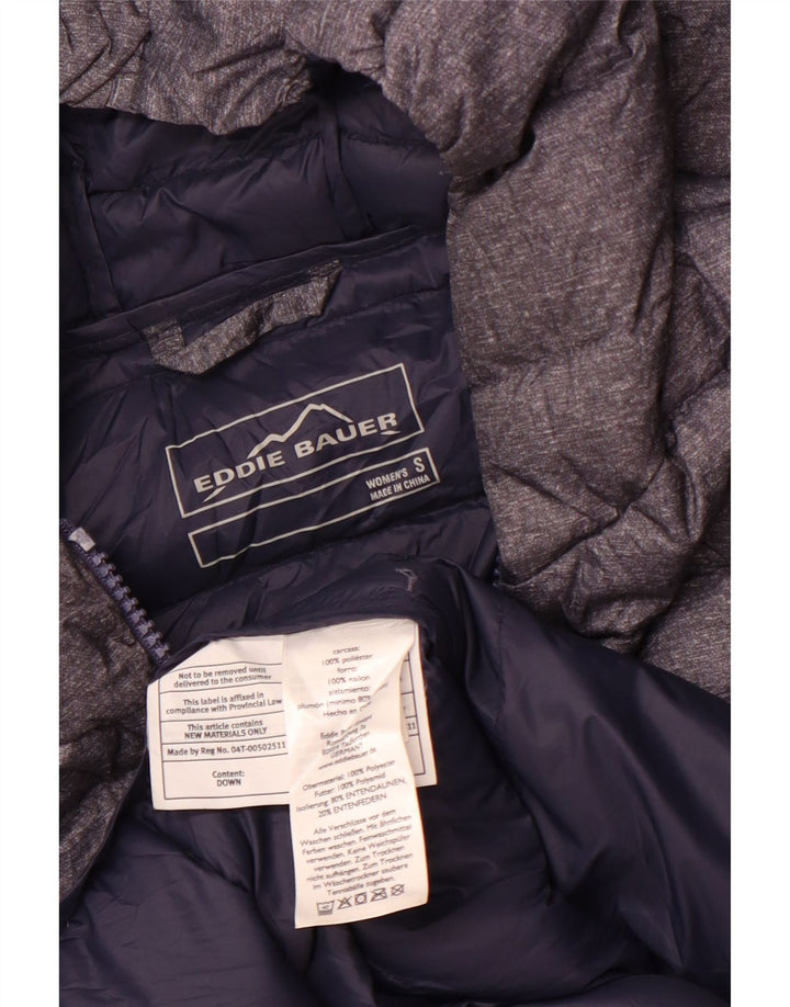 EDDIE BAUER Abrigo acolchado con capucha para mujer UK 10 Small Azul marino Poliéster