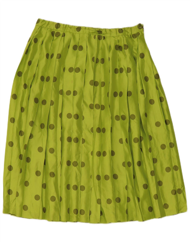 VINTAGE Falda Plisada Mujer W30 Lunares Verde Medio