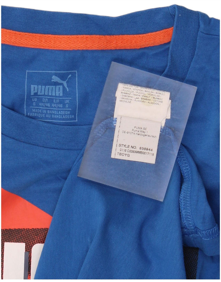 Puma Camiseta gráfica para hombre Top Small Blue Cotton