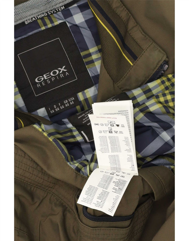 Geox Chaqueta Bomber para Hombre UK 44 2XL Caqui Cuadros Poliéster