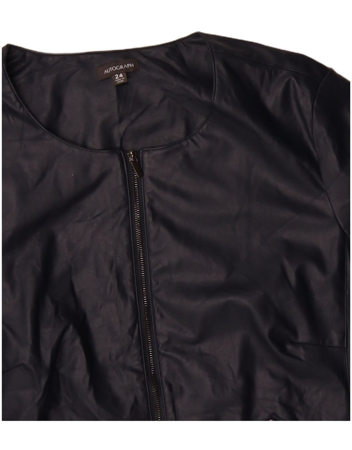 Marks & Spencer Chaqueta Bomber Autograph para Mujer UK 24 4XL Azul Marino