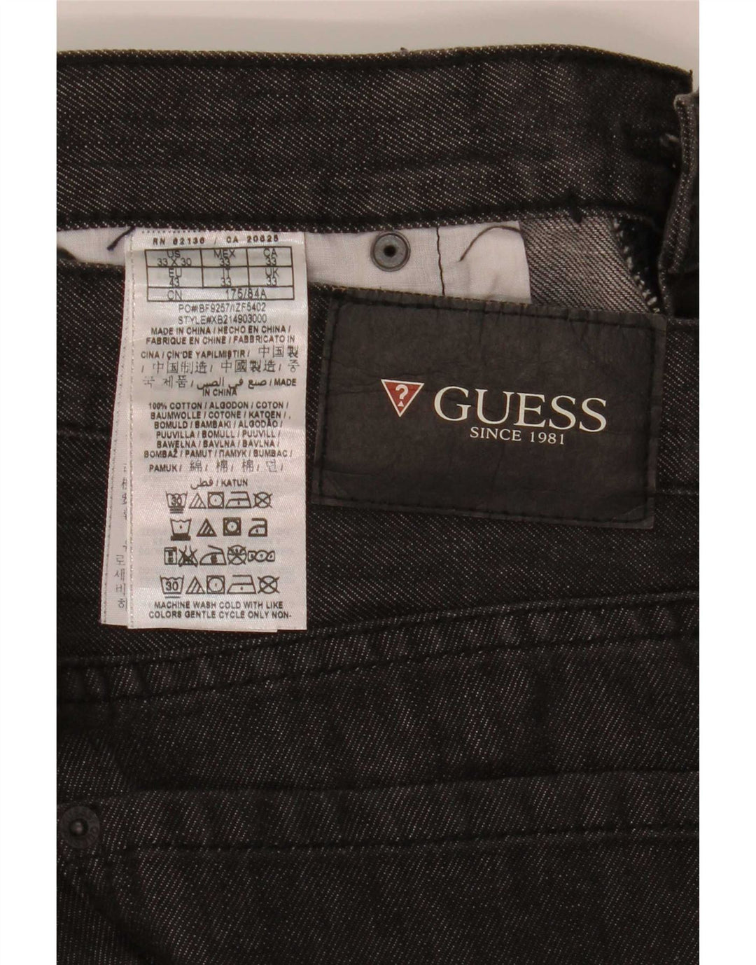 Guess Vaqueros Rectos Hombre W33 L30 Algodón Gris