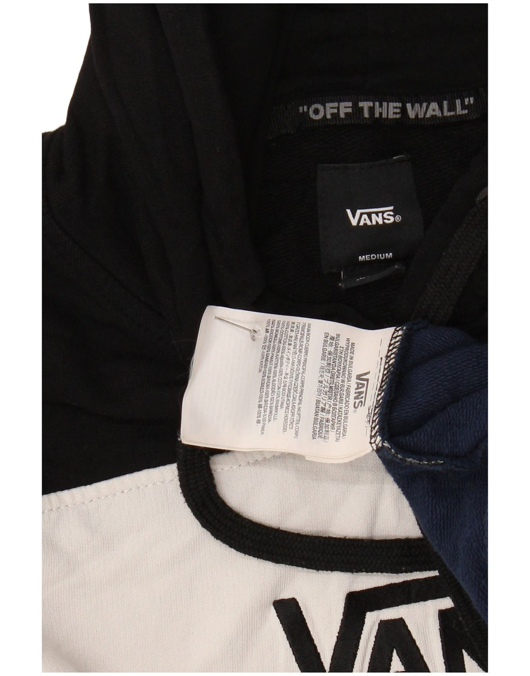 VANS Hombre Graphic Hoodie Jumper Medium Multicolor Colourblock Algodón