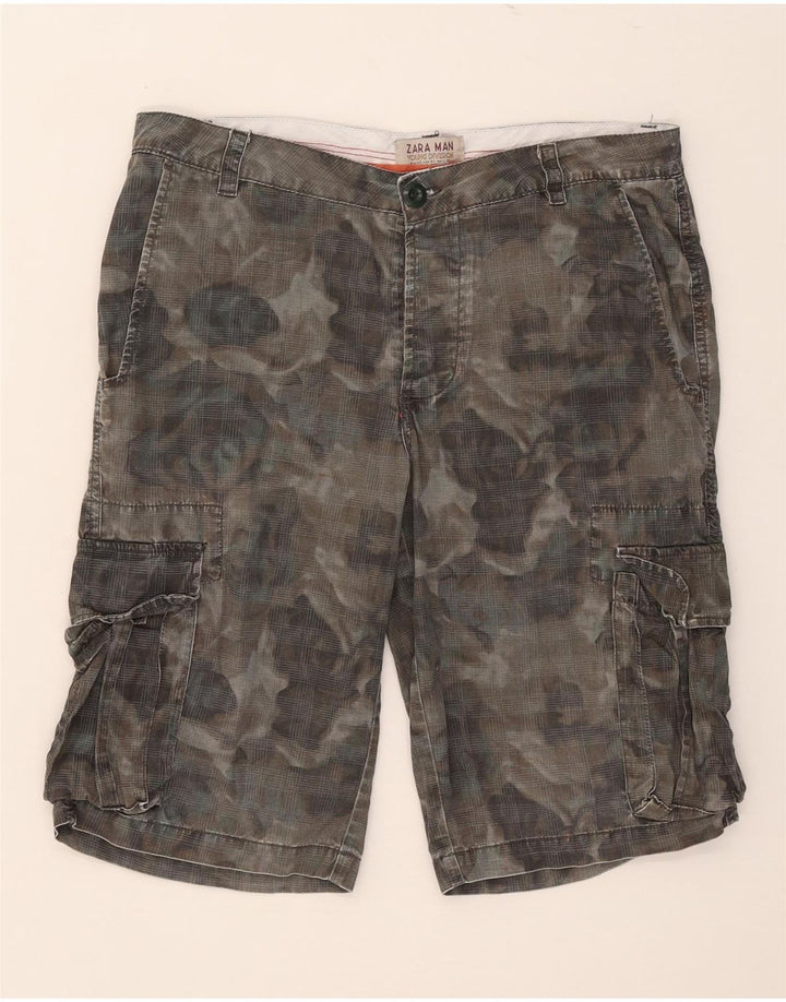 Zara Mens Cargo Shorts EU 40 Medium W31 Caqui Algodón