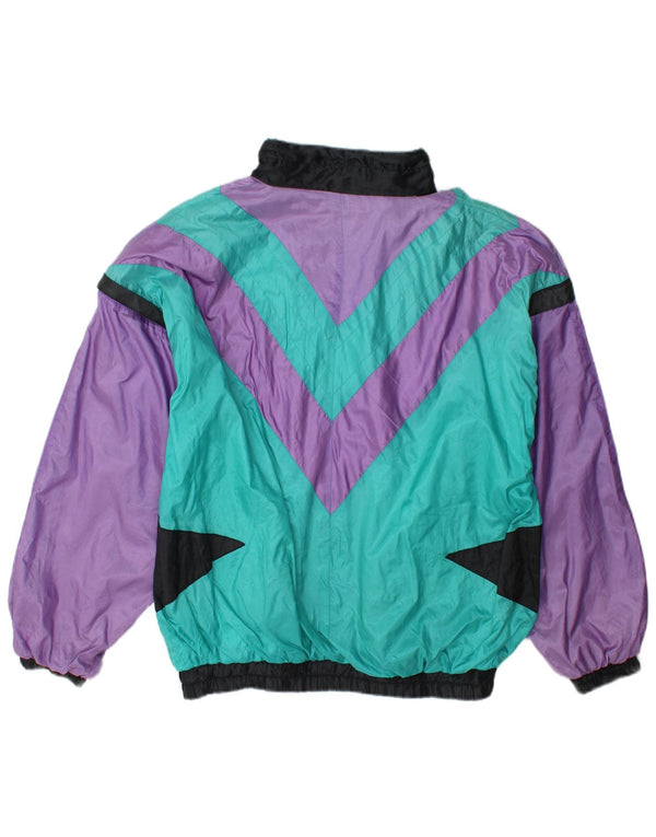 Vintage Mens Tracksuit Top Jacket Large Multicoloured Colourblock Polyamide