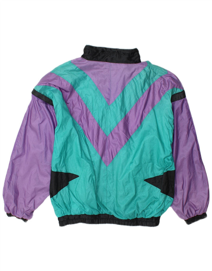Vintage hombres chándal top chaqueta grande multicolor colorblock poliamida