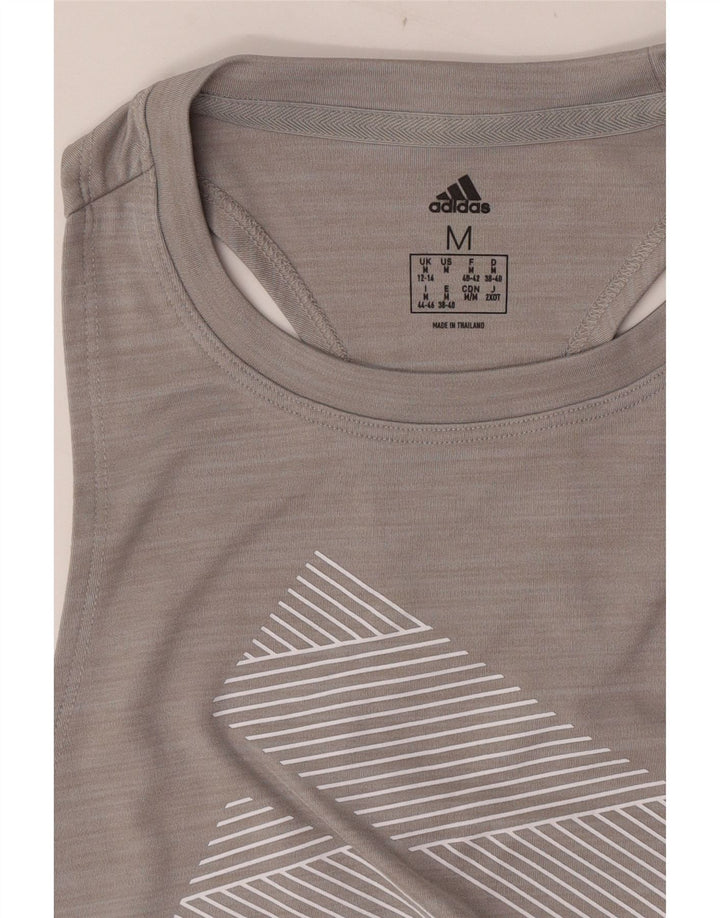 Adidas Mujer Gráfico Chaleco Top Reino Unido 12/14 Gris Medio