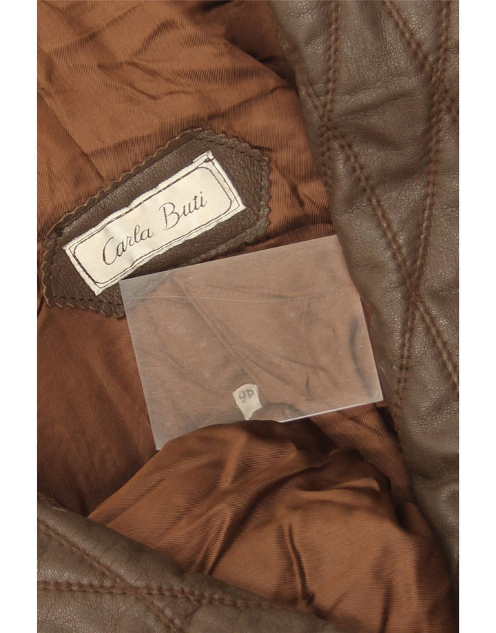 Carla Buti Chaqueta de cuero extragrande para mujer IT 46 Large Brown