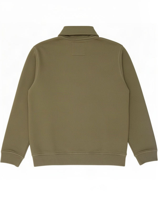 Crew Clothing - Sudadera con cuello y cremallera para hombre, talla grande, algodón caqui