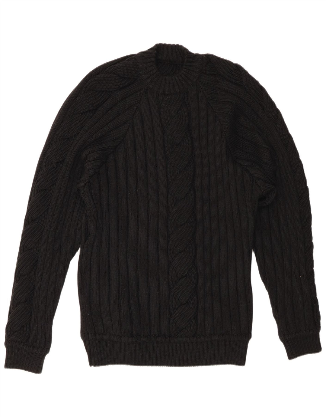 VINTAGE Suéter de cuello redondo para mujer Reino Unido 20 2XL Negro