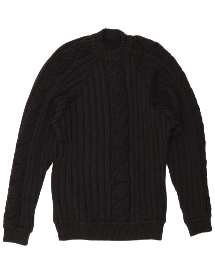 VINTAGE Suéter de cuello redondo para mujer Reino Unido 20 2XL Negro