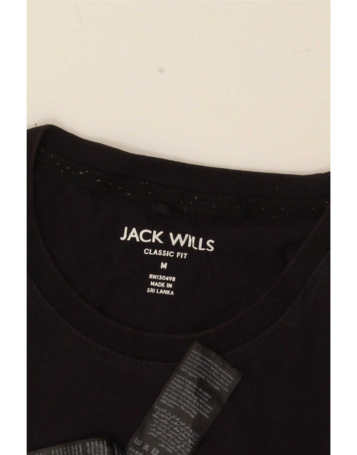 Jack Wills Camiseta gráfica de ajuste clásico para hombre Top mediano de algodón negro