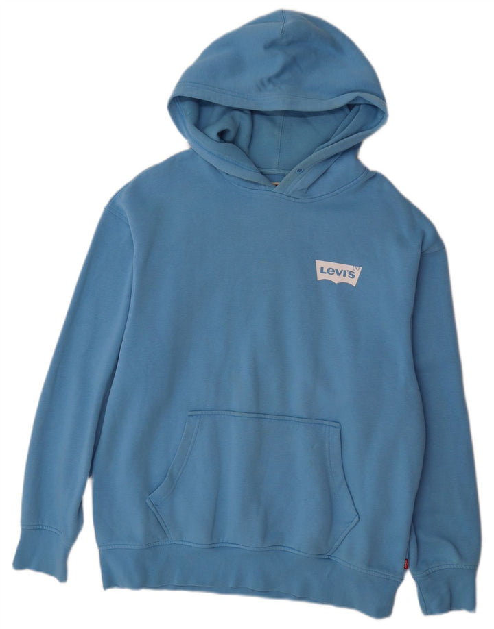 LEVI'S Mens Relaxed Fit Graphic Hoodie Jumper Medium Blue Cotton