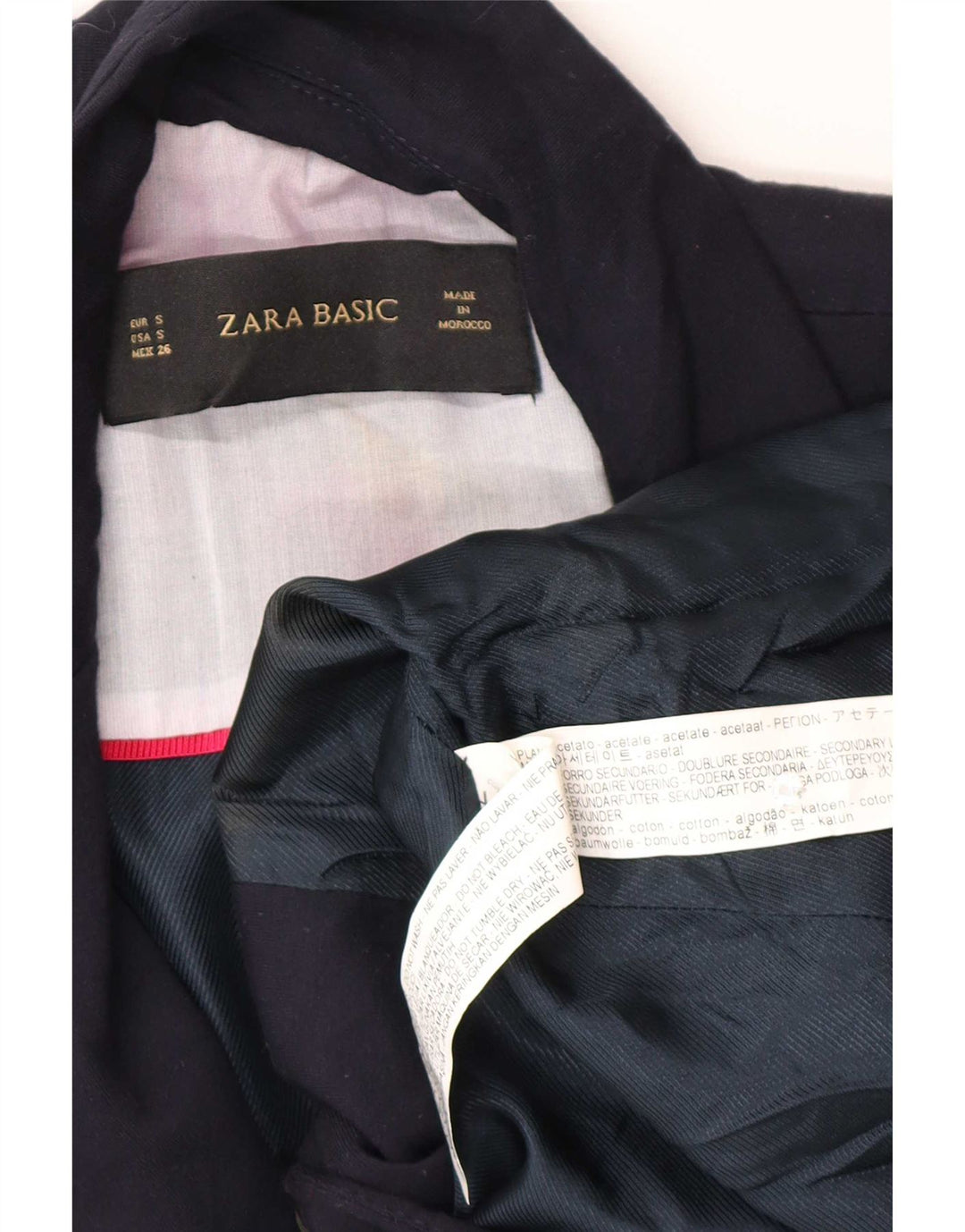 Zara Mujer Chaqueta Blazer De 1 Botón UK 10 Small Acetato Azul Marino