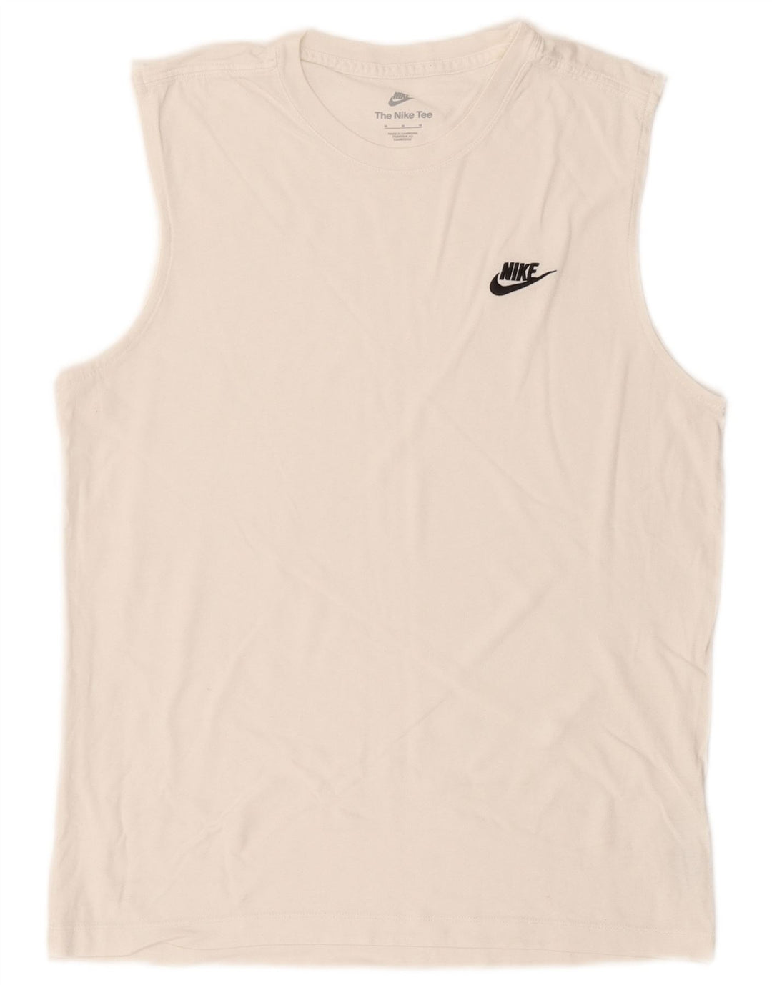 Nike - Camiseta sin mangas para hombre, algodón blanco mediano