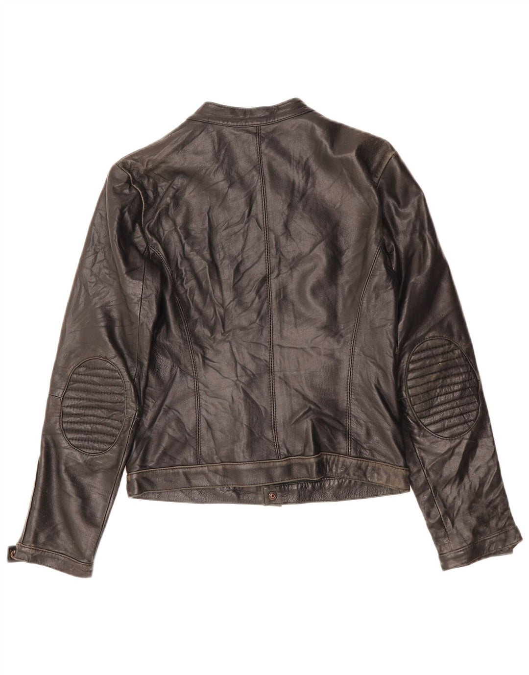 ZEN Chaqueta de cuero corta para mujer UK 10 Small Black Leather