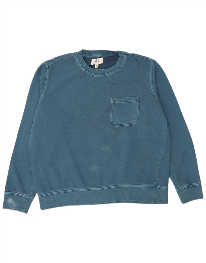 Marks & Spencer Hombre Sudadera Jumper XL Azul Algodón
