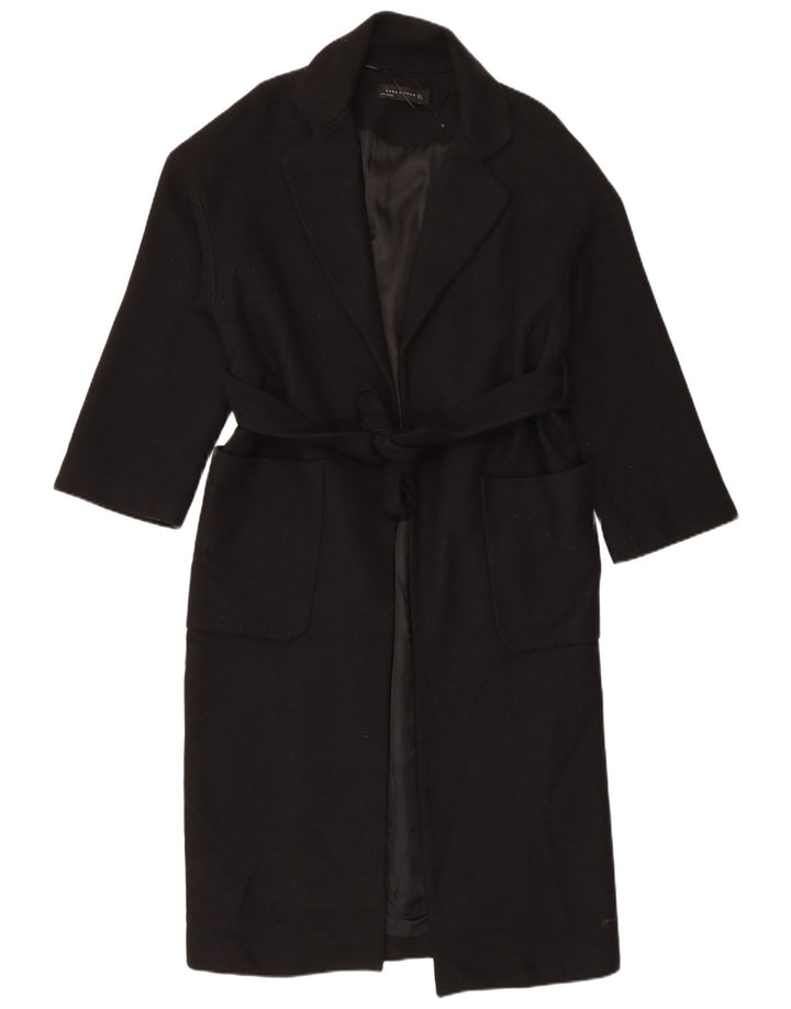 Zara Mujer Abrigo Extragrande UK 10 Small Lana Negra