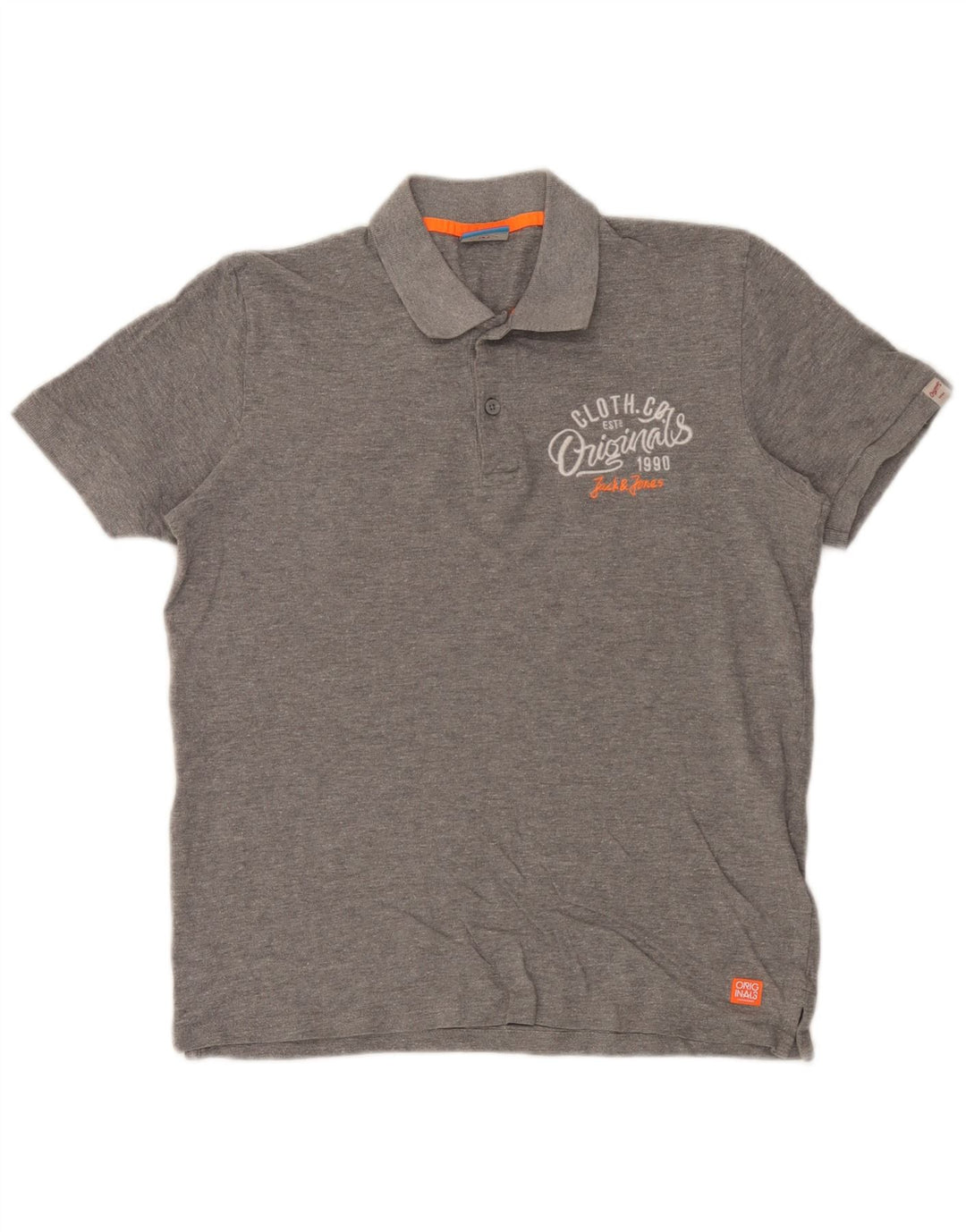 Jack & Jones Hombre Polo Gráfico De Algodón Moteado Gris Medio
