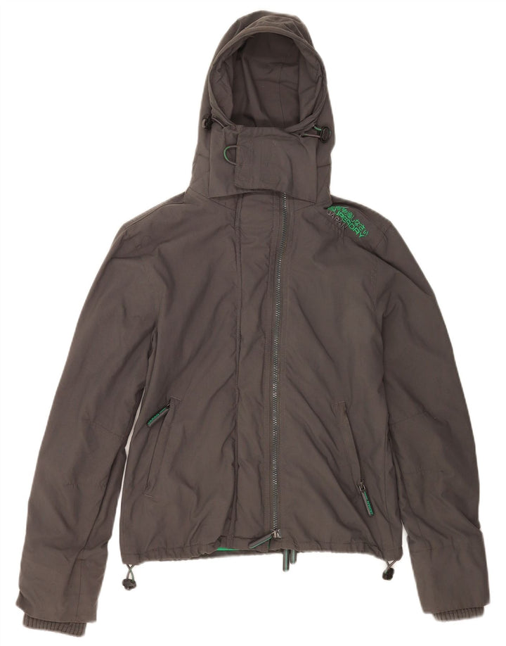 Superdry Chaqueta cortavientos con capucha para mujer UK 40 Small Grey Nylon