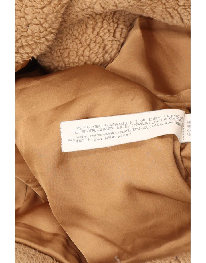 Zara Mujer Chaqueta Sherpa Extragrande UK 6 XS Marrón Poliéster