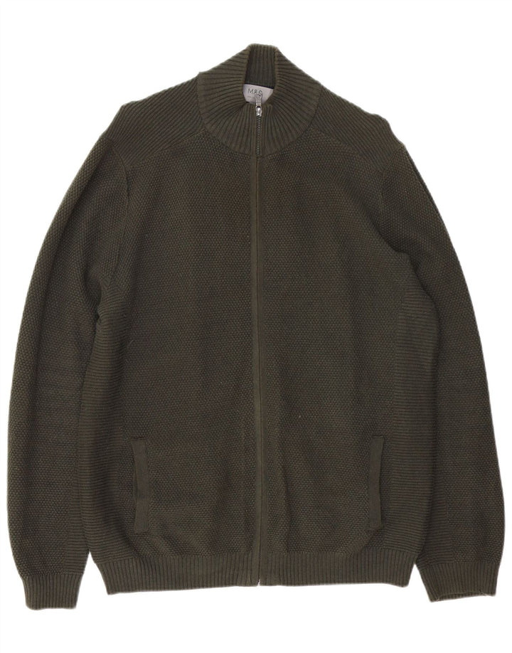 Marks & Spencer - Cárdigan para hombre, talla grande, algodón verde