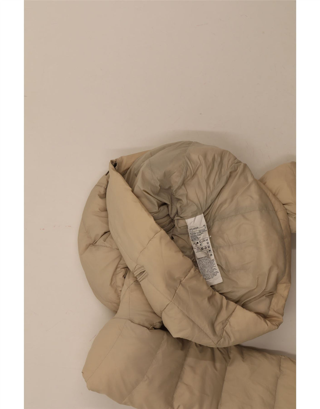 BENETTON Womens Hooded Padded Jacket IT 44 Medium Beige Polyamide Vintage Benetton and Second-Hand Benetton from Messina Hembry 