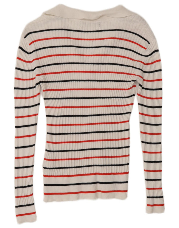 Marks & Spencer Polo de manga larga para mujer UK 8 Small White Stripes