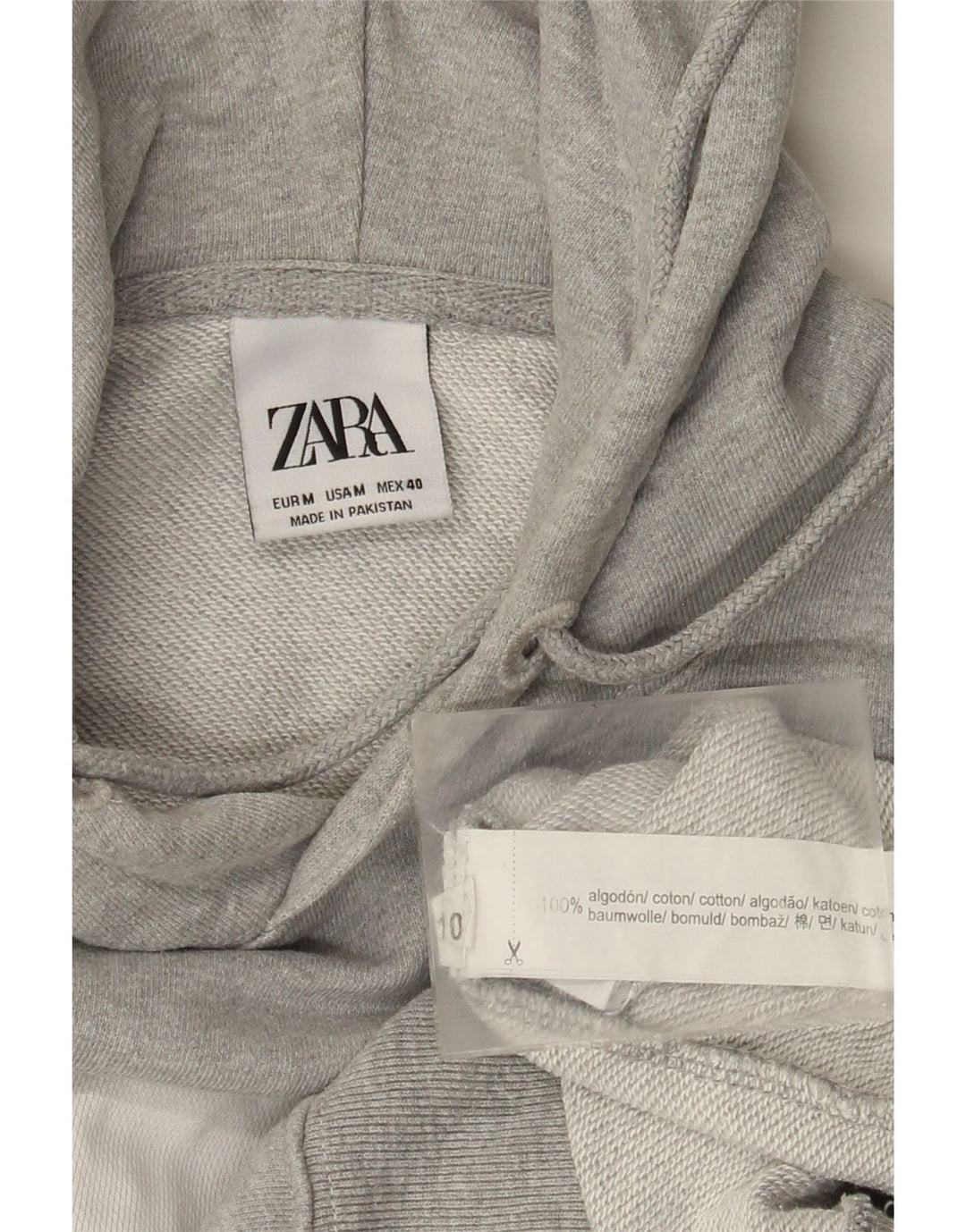 Zara Hombre Sudadera Con Capucha Jersey De Algodón Color Block Gris Medio