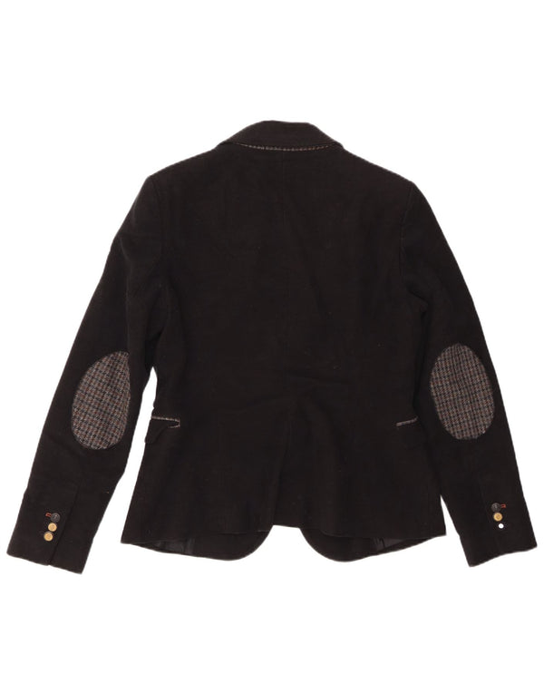Zara Chaqueta Blazer De 1 Botón para Mujer UK 44 Grande Algodón Negro