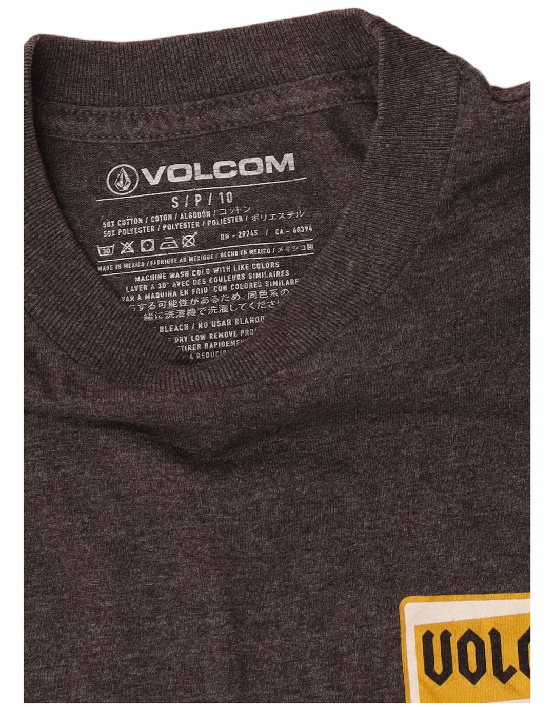 Camiseta Volcom Graphic para hombre de manga larga de algodón gris pequeño