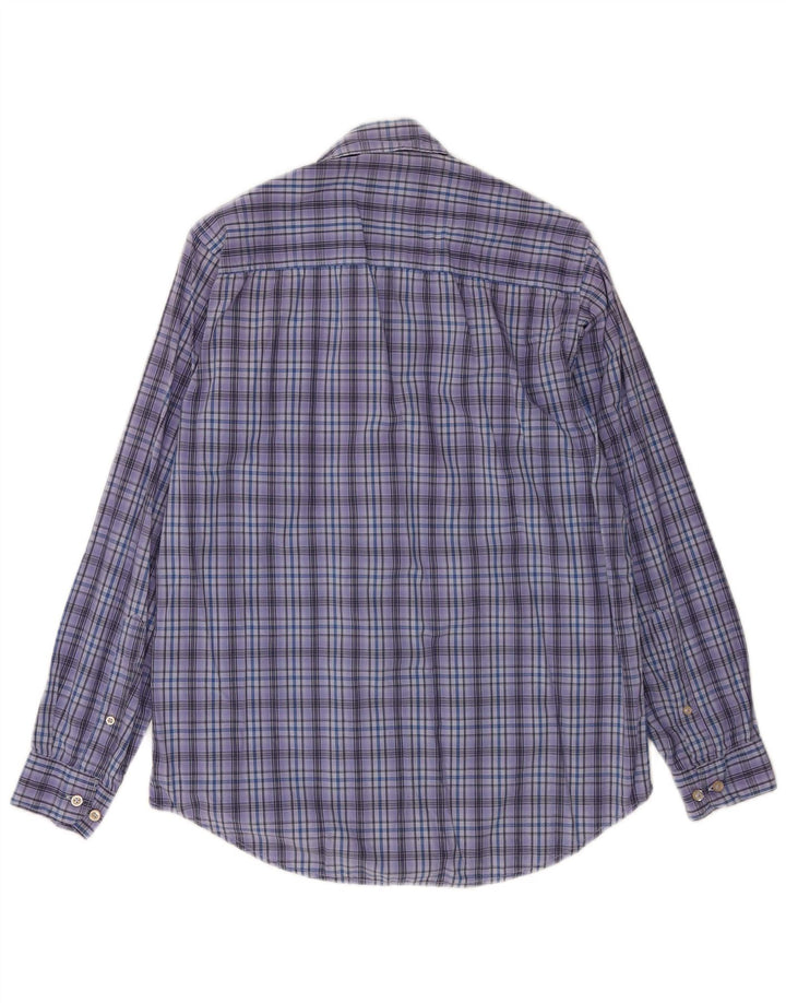 Camisa Marlboro Classics Hombre Small Azul Cuadros Algodón