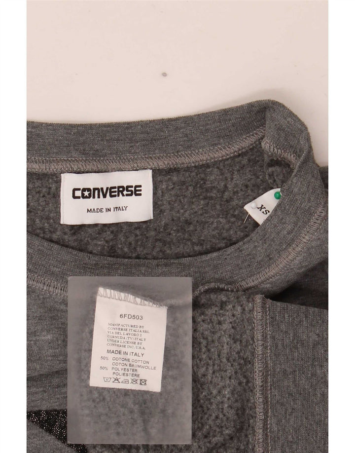 Converse Sudadera de gran tamaño con gráfico para mujer UK 6 XS Gris moteado
