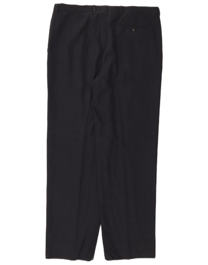 Burberry Pantalón de traje con pinzas para hombre IT 48 Medium W36 L31 Lana azul marino