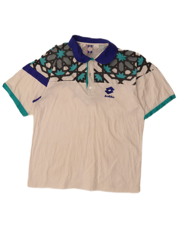 Polo Lotto Hombre XL Algodón Geométrico Blanco