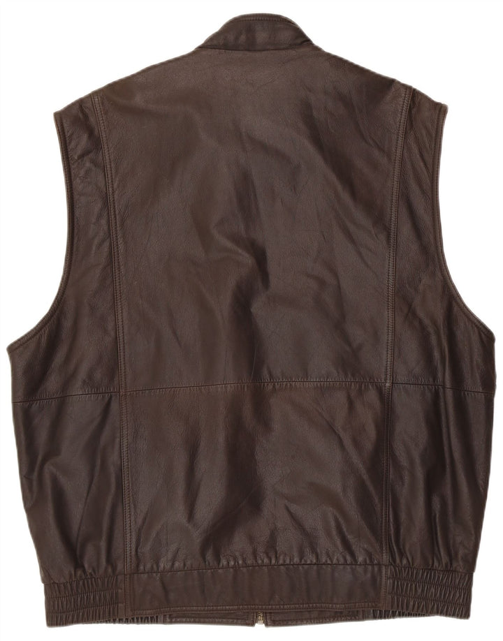 David Moore Chaleco de cuero clásico para hombre EU 56 3XL Cuero marrón