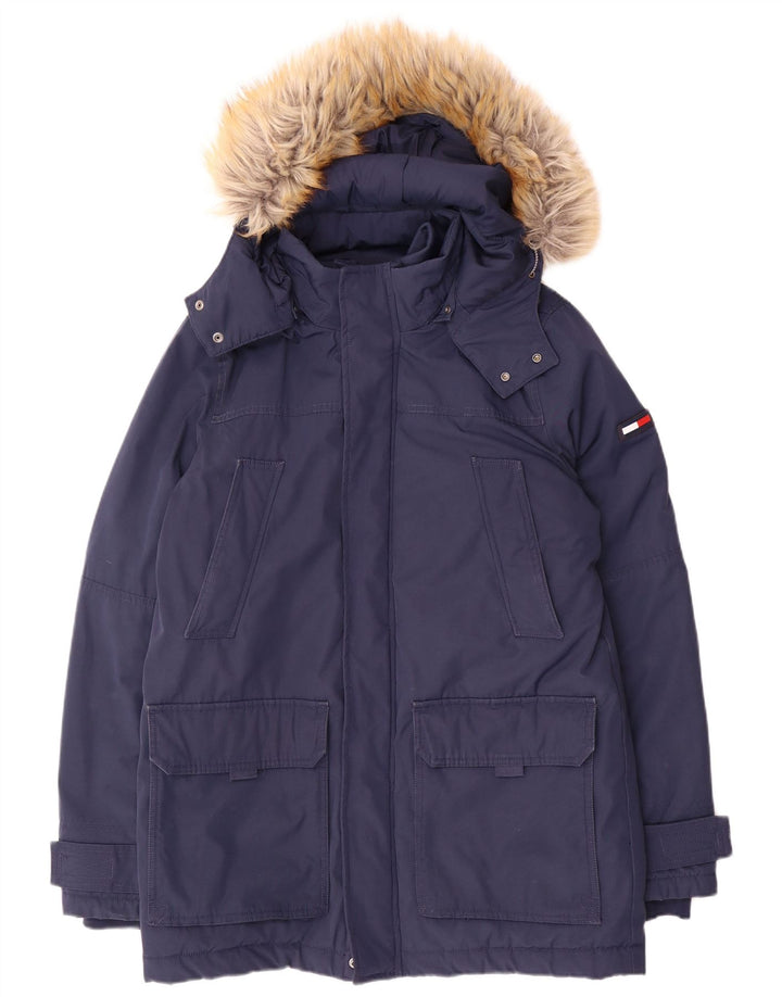 Tommy Hilfiger Chaqueta Parka con Capucha para Hombre UK 38 Medium Azul Marino Poliéster