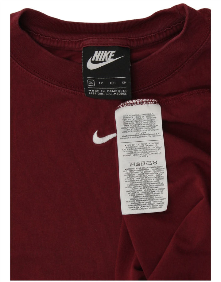 NIKE Camiseta para mujer Top UK 6 XS Borgoña Algodón