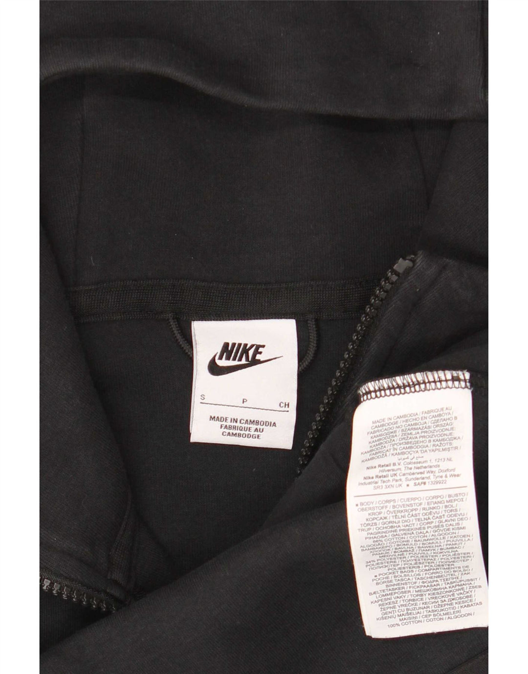 Nike - Sudadera con capucha y cremallera para hombre, talla pequeña, algodón negro