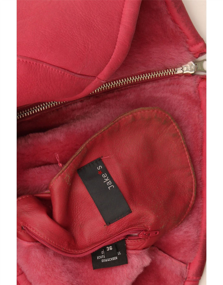 Jake's Chaqueta de piel de oveja holgada para mujer EU 36 Small Pink Leather