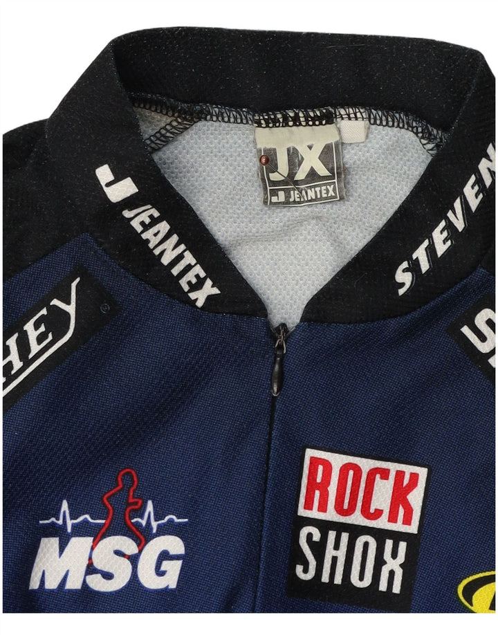 J JEANTEX Mens Graphic Pullover Tracksuit Top Small Blue Colourblock